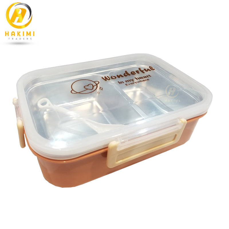 Portable Lunch Box/ Bento Box with additional Steel Shelf and Spoon