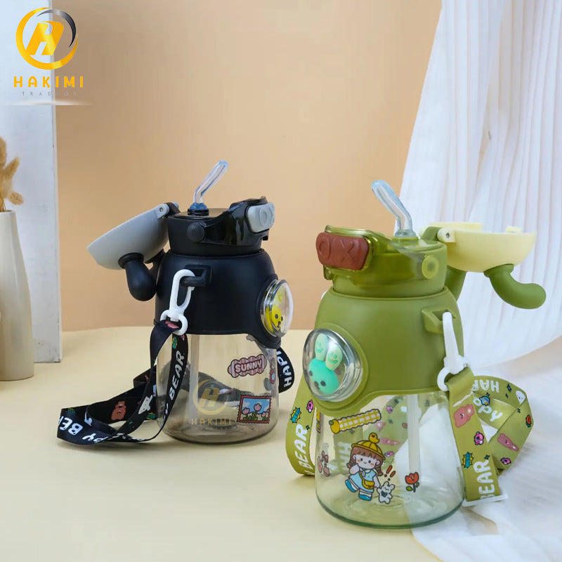Bunny Theme Water Bottle with Strap n Straw