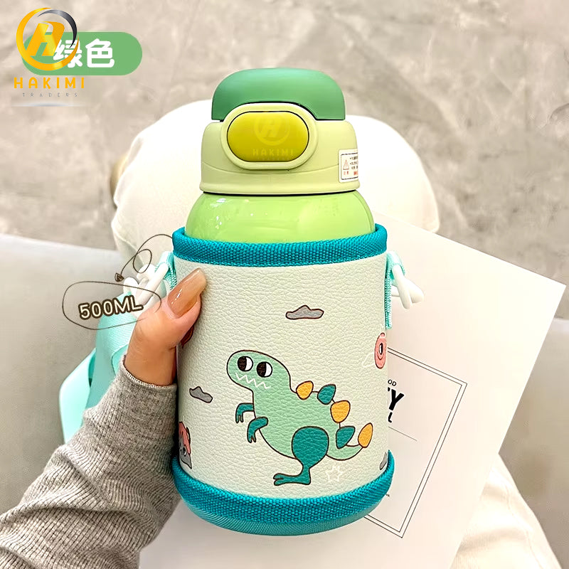 Cartoon Theme Water Bottle with Strap n Pouch