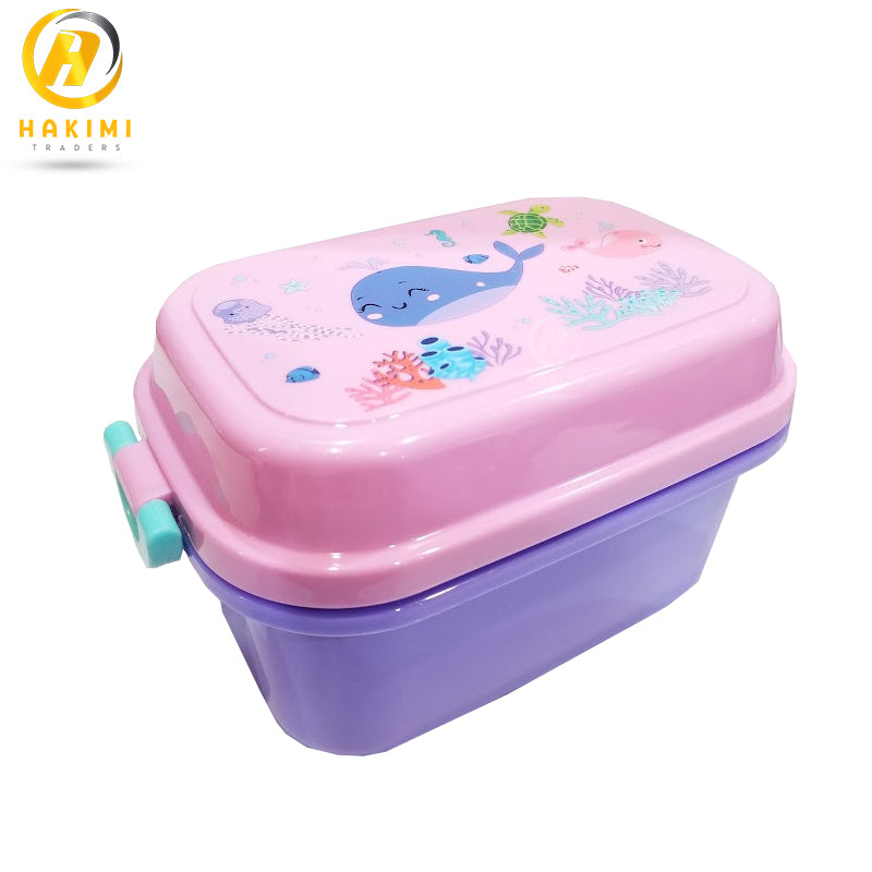 Cartoon Printed Double-Layer Lunch Box/ Bento Box with Spoon