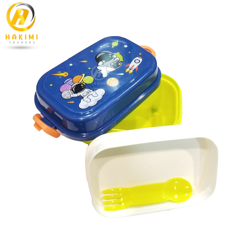Cartoon Printed Double-Layer Lunch Box/ Bento Box with Spoon