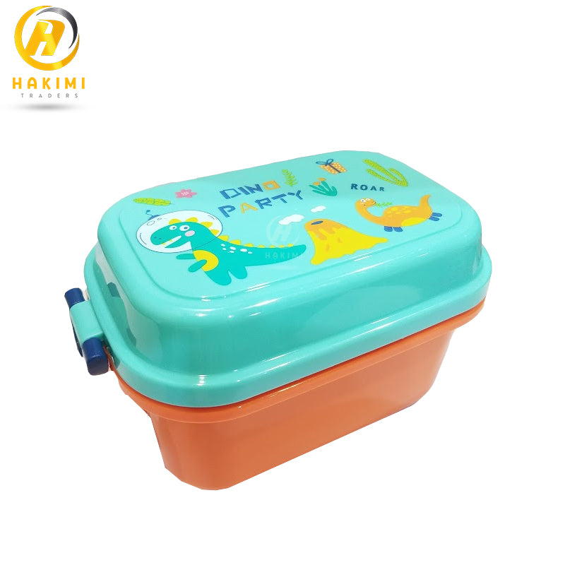 Cartoon Printed Double-Layer Lunch Box/ Bento Box with Spoon