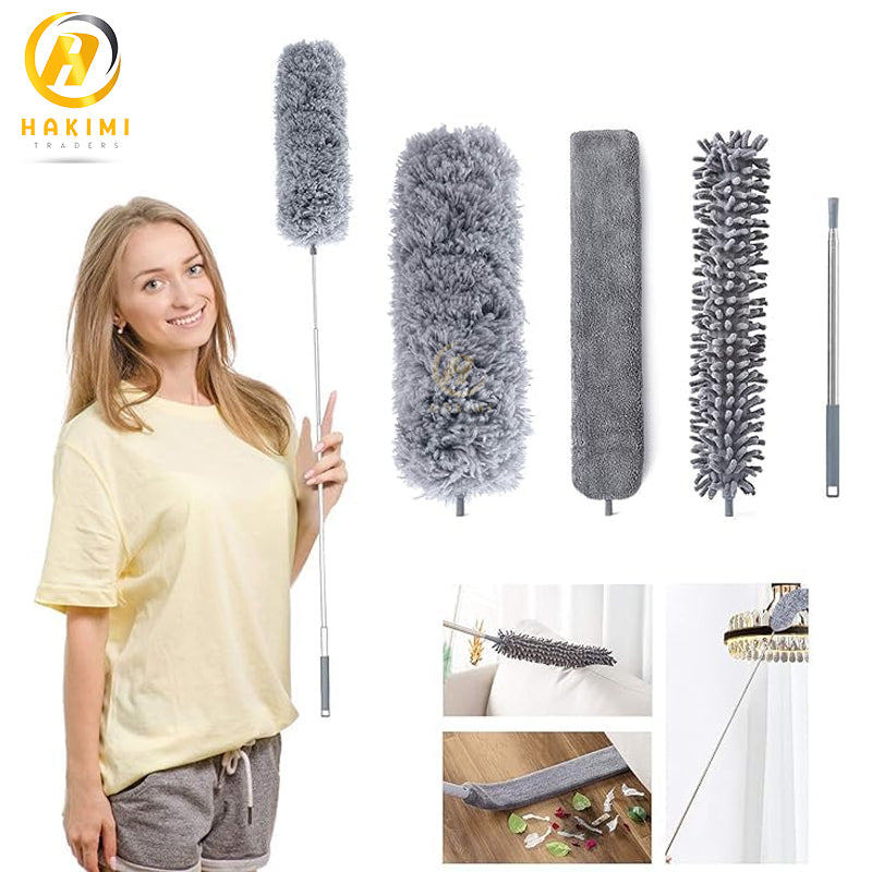 3pcs Microfiber Cleaning Brush with 100 inch Long Handle Duster