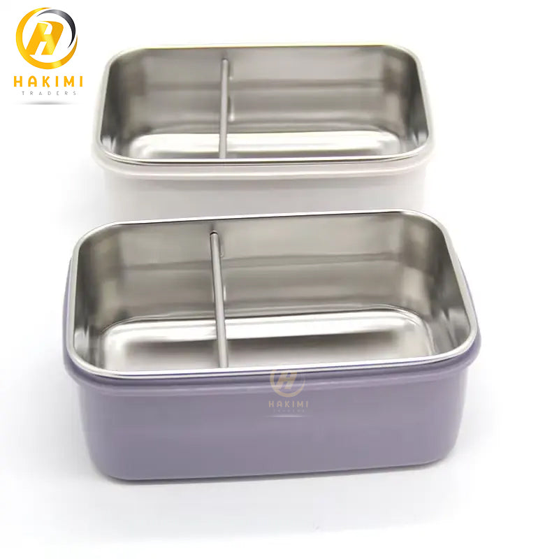 Portable Rectangle Lunch Box with additional Steel Shelf and Spoon