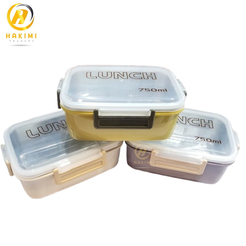 Portable Rectangle Lunch Box with additional Steel Shelf and Spoon