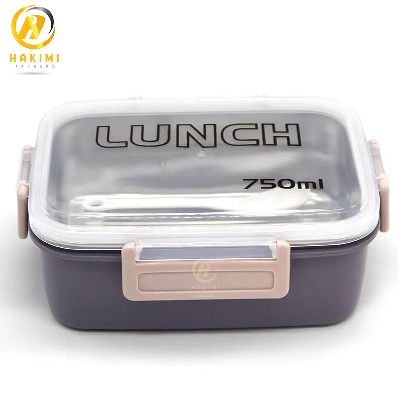 Portable Rectangle Lunch Box with additional Steel Shelf and Spoon