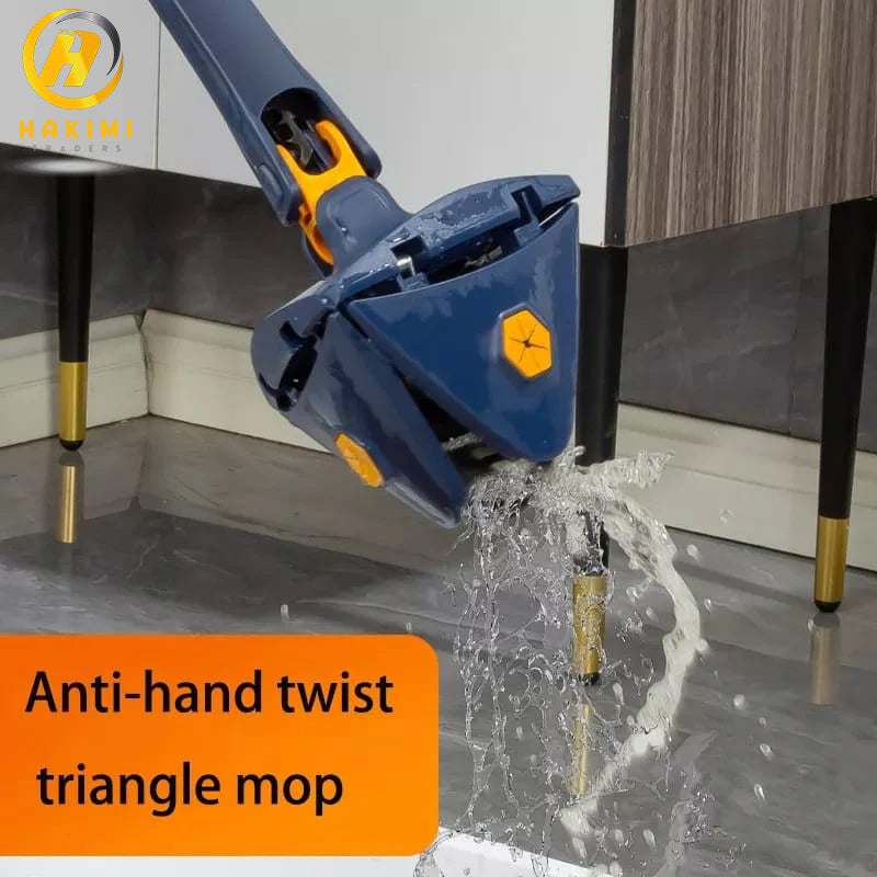 360° Rotatable Triangle Adjustable Cleaning Mop with Long Handle and Twist Squeeze