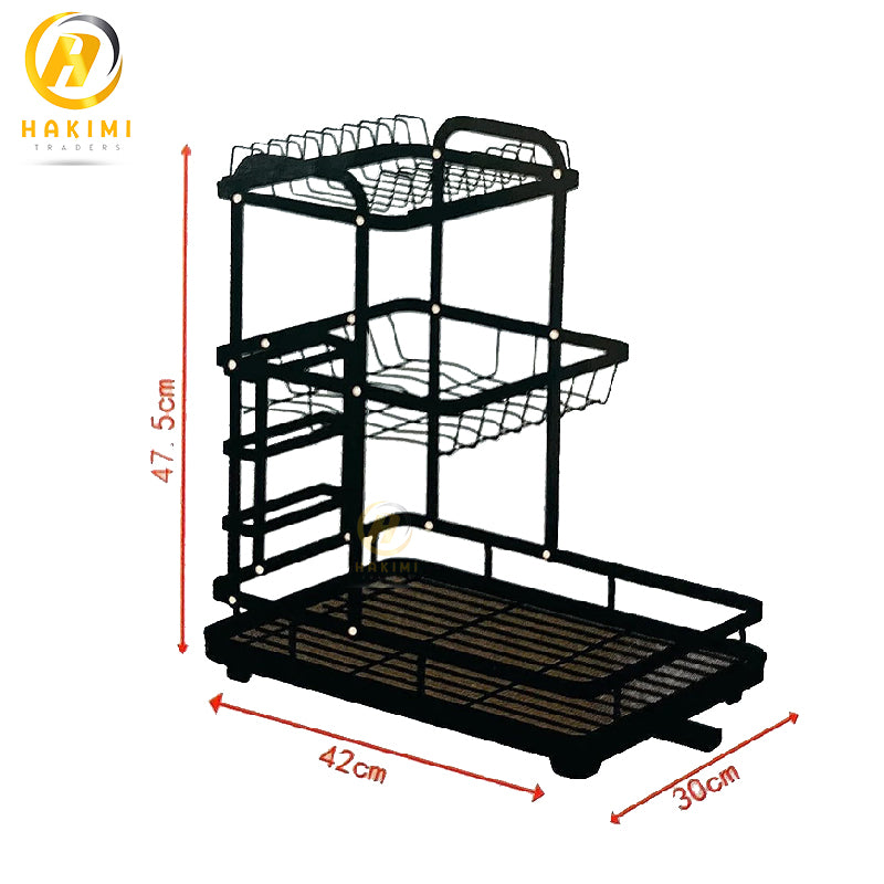 Dish Drying Rack 3 Tiers Detachable Dish Rack and Draining Board Set, Organizer Rack with Utensil Holder