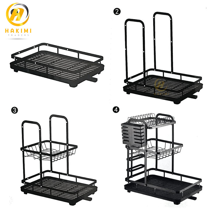 Dish Drying Rack 3 Tiers Detachable Dish Rack and Draining Board Set, Organizer Rack with Utensil Holder