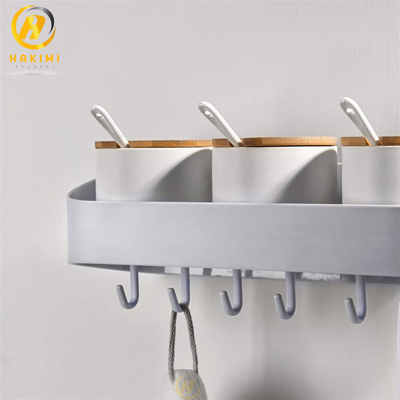 Multipurpose Bathroom Accessories Holder Plastic Bathroom Shelf Wall Storage Rack Wall Mounded