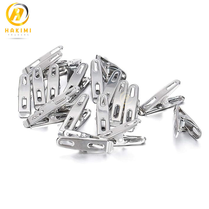 Pack of 20- Stainless Steel Clips for Hanging Clothes; Strong Clips, Laundry Clips, Notes Clips, Cloth Clips.