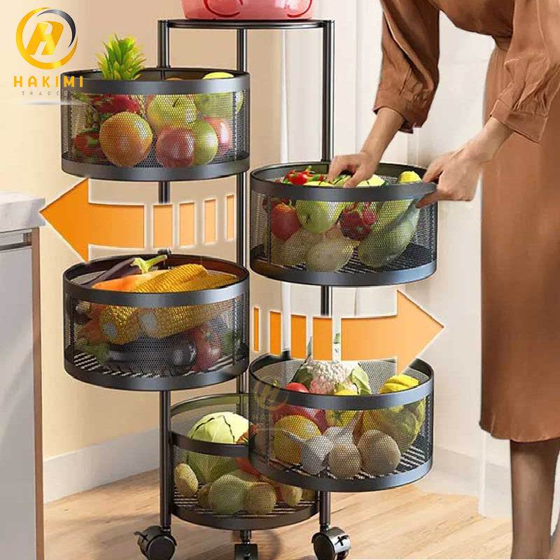 Round Vegetable Basket & Fruit Basket Multifunctional Rotating Basket