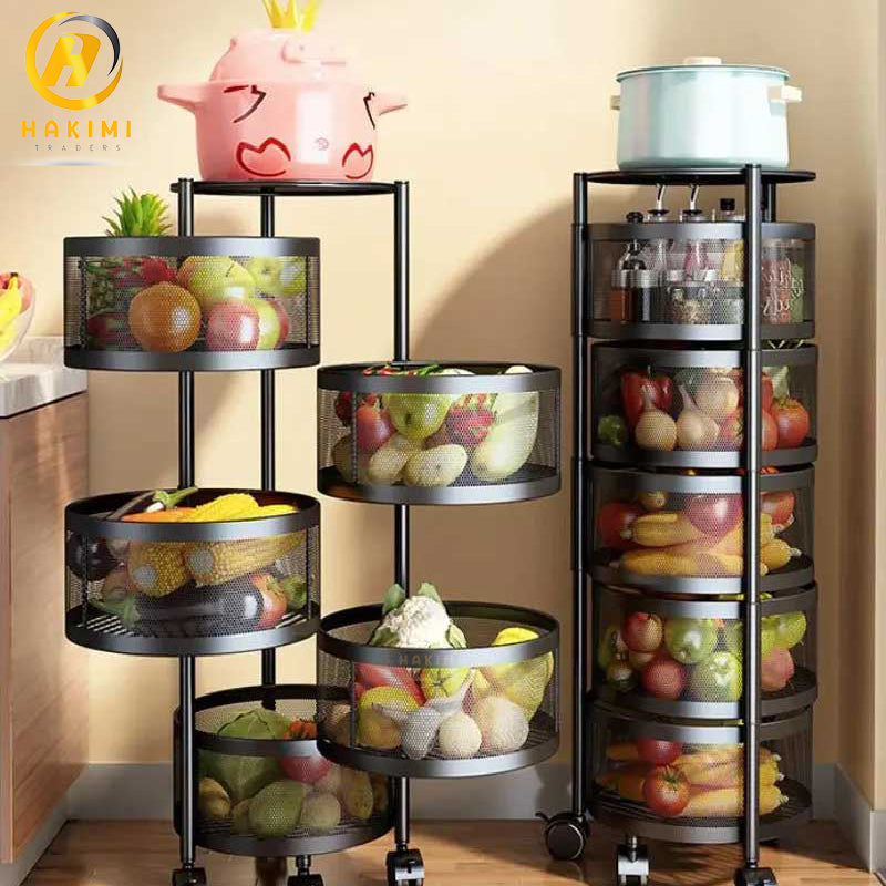 Round Vegetable Basket & Fruit Basket Multifunctional Rotating Basket