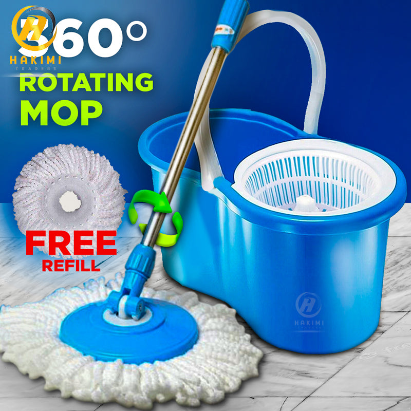 Rotating Spin Mop 360 with Bucket & Wheels-Easy Spin Magic Mop-  Microfiber Home Cleaning Tools