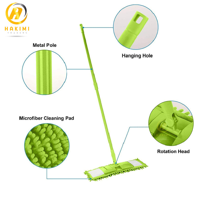 360 Degree Rotate Mop with Handle-Wet And Dry Cleaning-Flat Microfiber-Floor Cleaning Mop