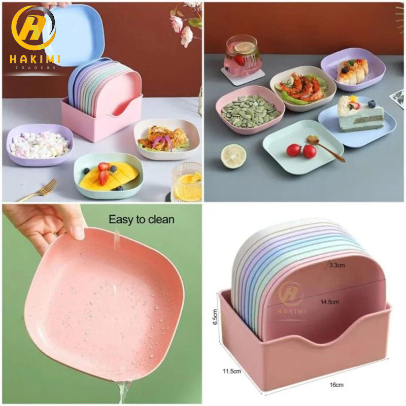 10pcs Multi-Function Eco-Friendly Colorful Plastic Plate Set