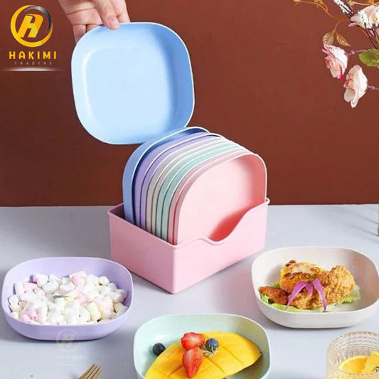 10pcs Multi-Function Eco-Friendly Colorful Plastic Plate Set