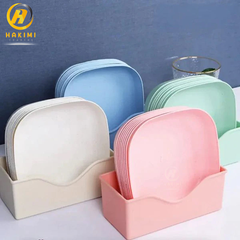 10pcs Multi-Function Eco-Friendly Colorful Plastic Plate Set