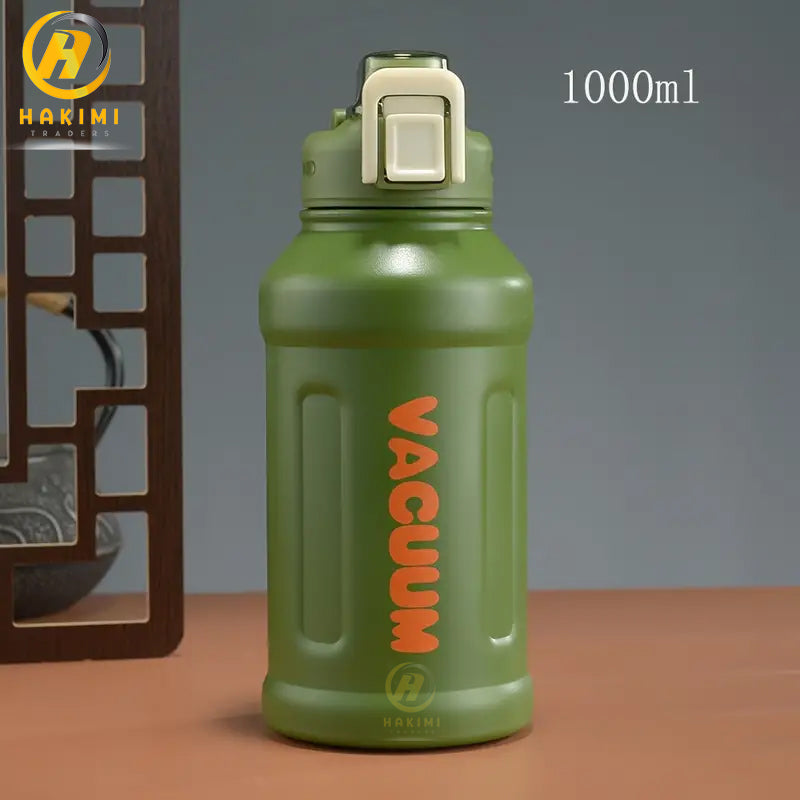 Stainless Steel Insulated Water Bottle, Vacuum-Insulated, With Straw