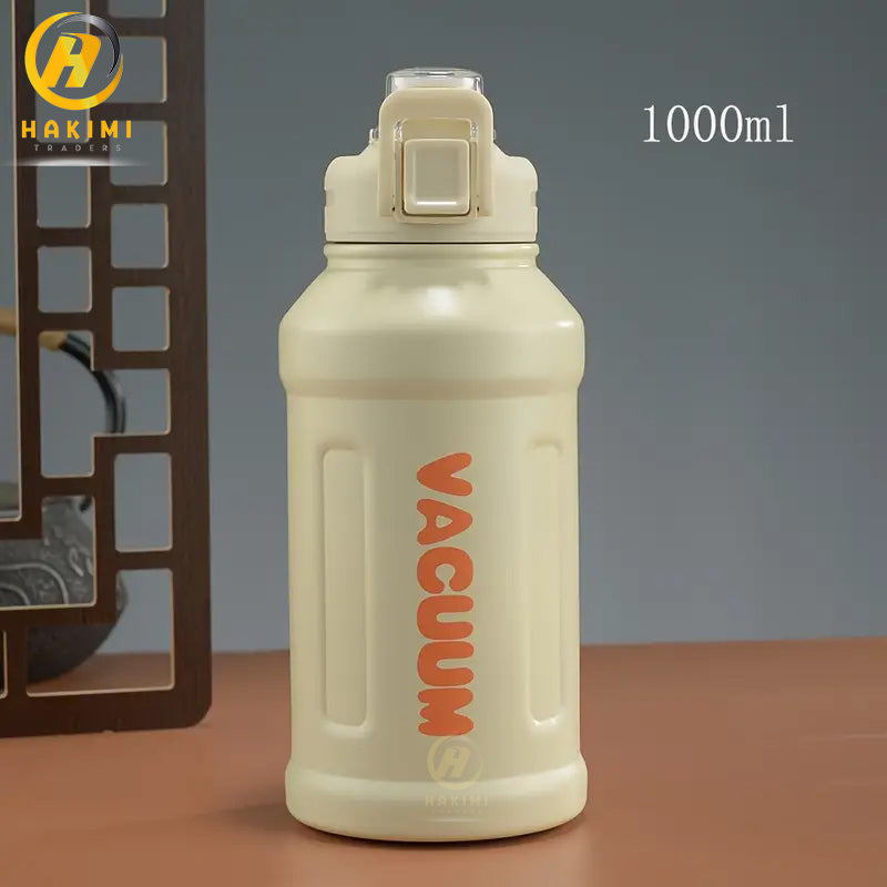 Stainless Steel Insulated Water Bottle, Vacuum-Insulated, With Straw