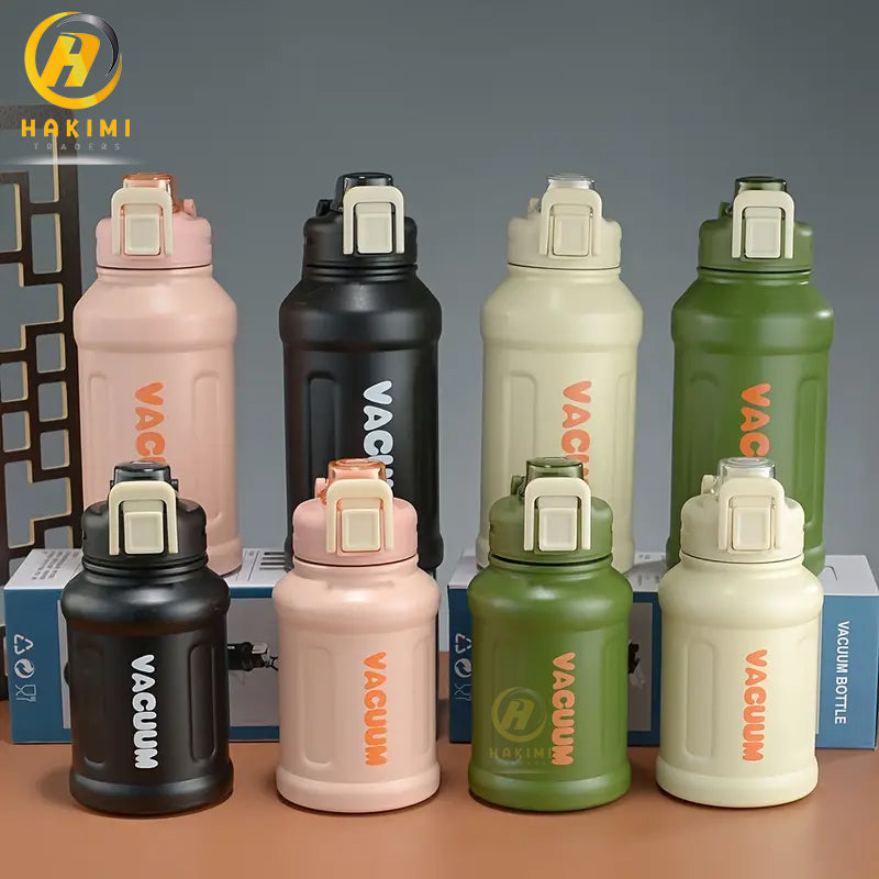 Stainless Steel Insulated Water Bottle, Vacuum-Insulated, With Straw