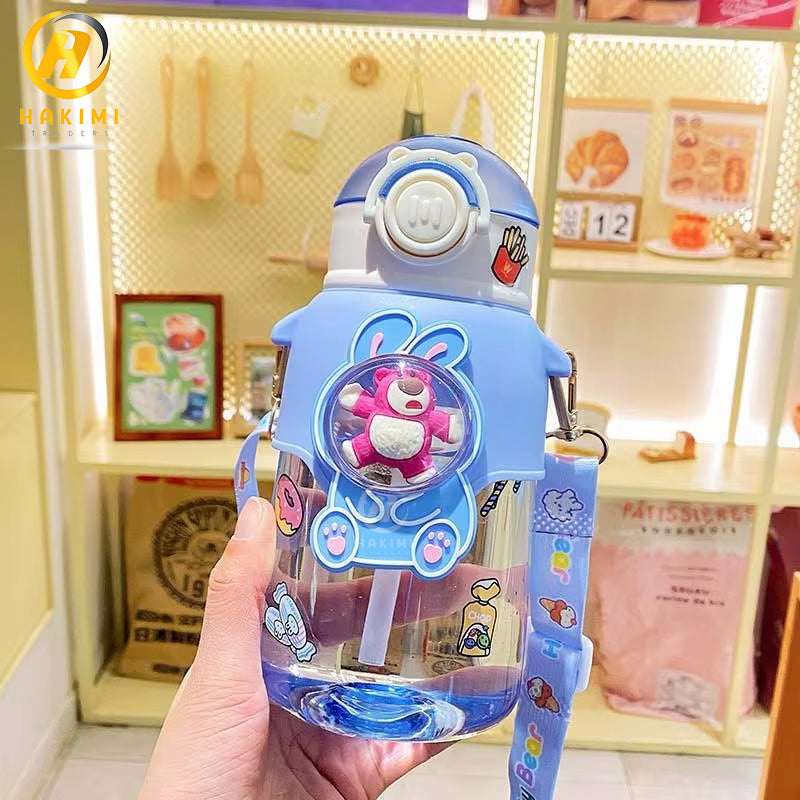 Cute Cartoon Style Water Bottle with Straw