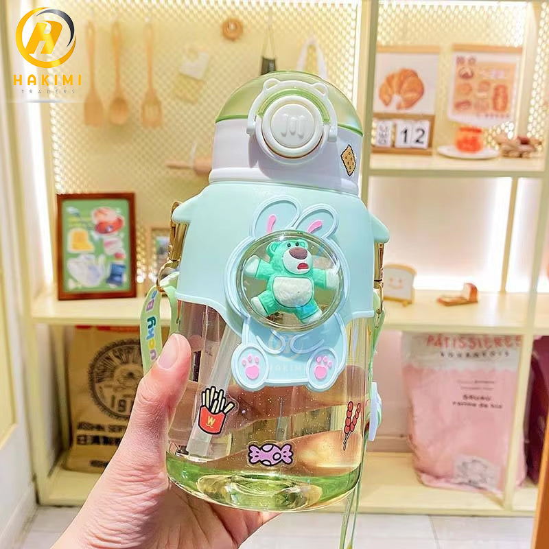 Cute Cartoon Style Water Bottle with Straw