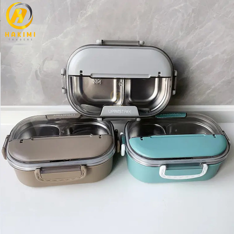 Portable Lunch Box/ Bento Box with additional Steel Shelf and Spoon