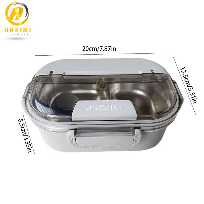 Portable Lunch Box/ Bento Box with additional Steel Shelf and Spoon