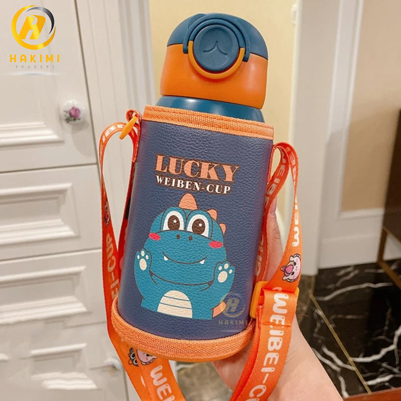 Cartoon Theme Water Bottle with Strap n Pouch