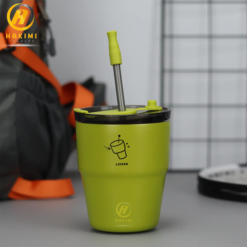 Stainless Steel Insulated Coffee Mug with Lid n Straw