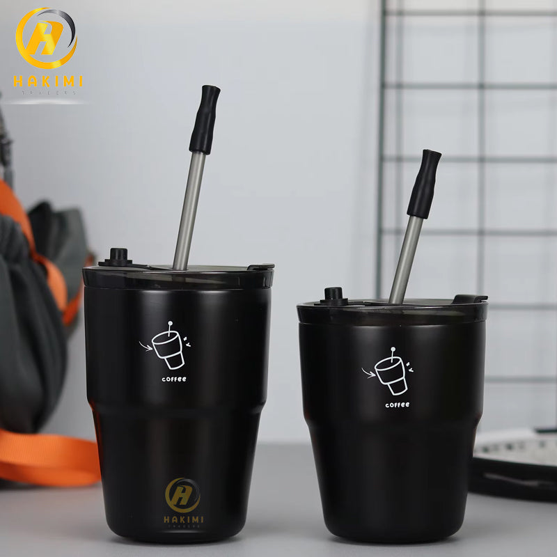 Stainless Steel Insulated Coffee Mug with Lid n Straw