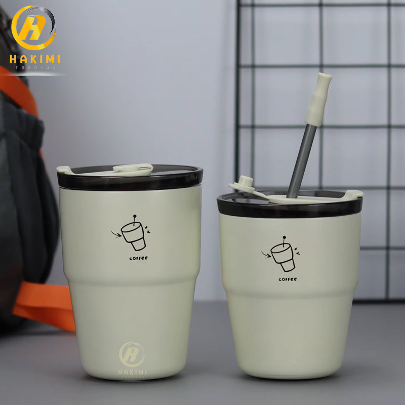 Stainless Steel Insulated Coffee Mug with Lid n Straw