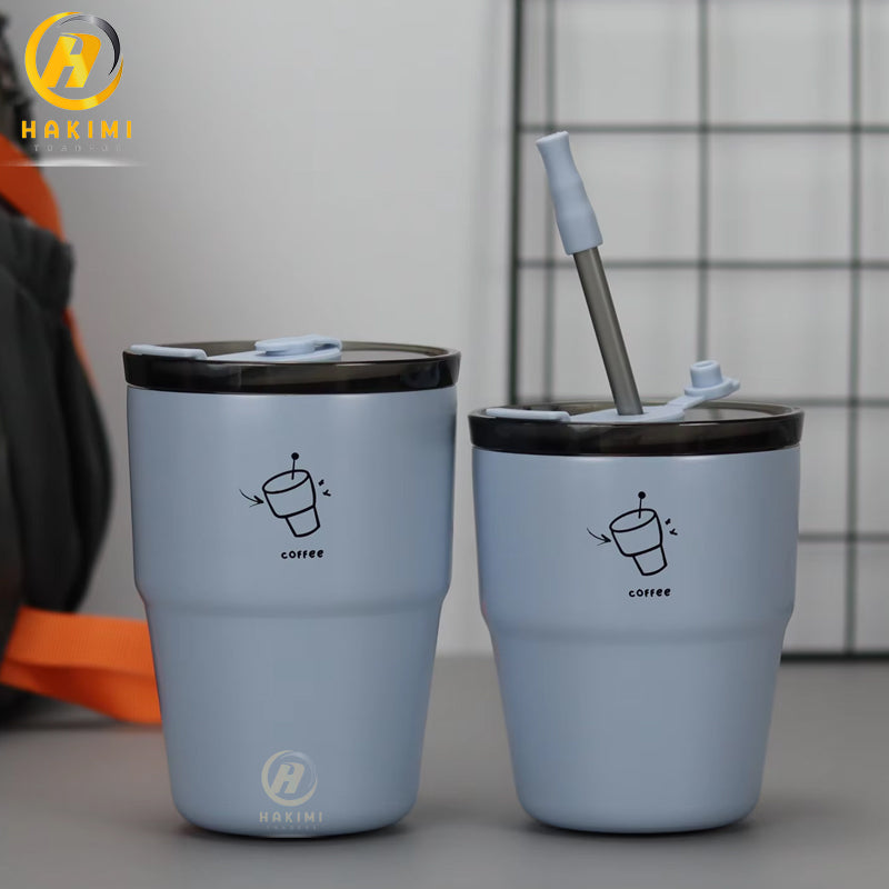 Stainless Steel Insulated Coffee Mug with Lid n Straw