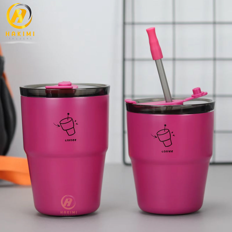 Stainless Steel Insulated Coffee Mug with Lid n Straw