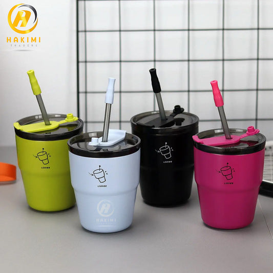 Stainless Steel Insulated Coffee Mug with Lid n Straw