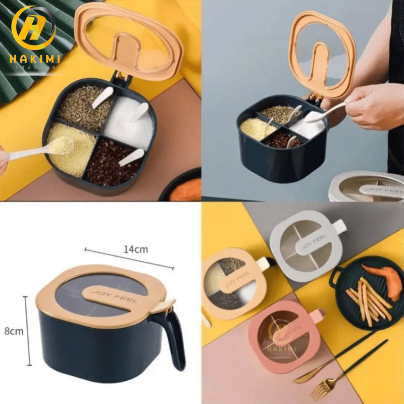 Elegant 4 in 1 Grid Spice Set Square Spice Box