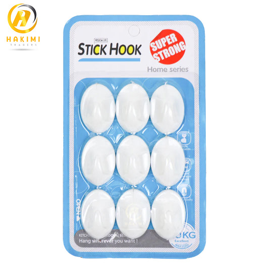 Pack of 9 White Sticky Wall Hooks