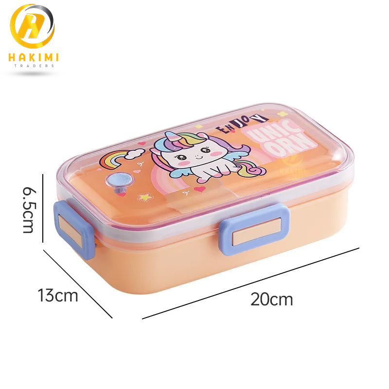 Portable Rectangle Lunch Box with Spoon and Sauce Pocket