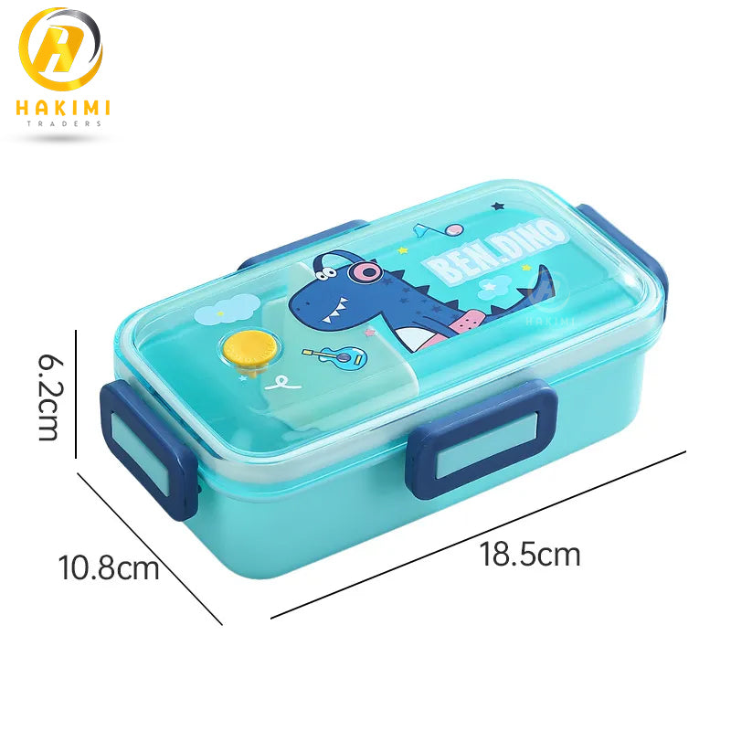 Portable Rectangle Lunch Box with Spoon and Sauce Pocket