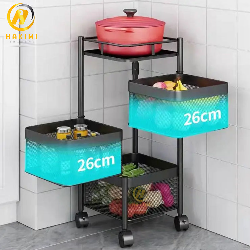 Square Vegetable Basket & Fruit Basket Multifunctional Rotating Basket