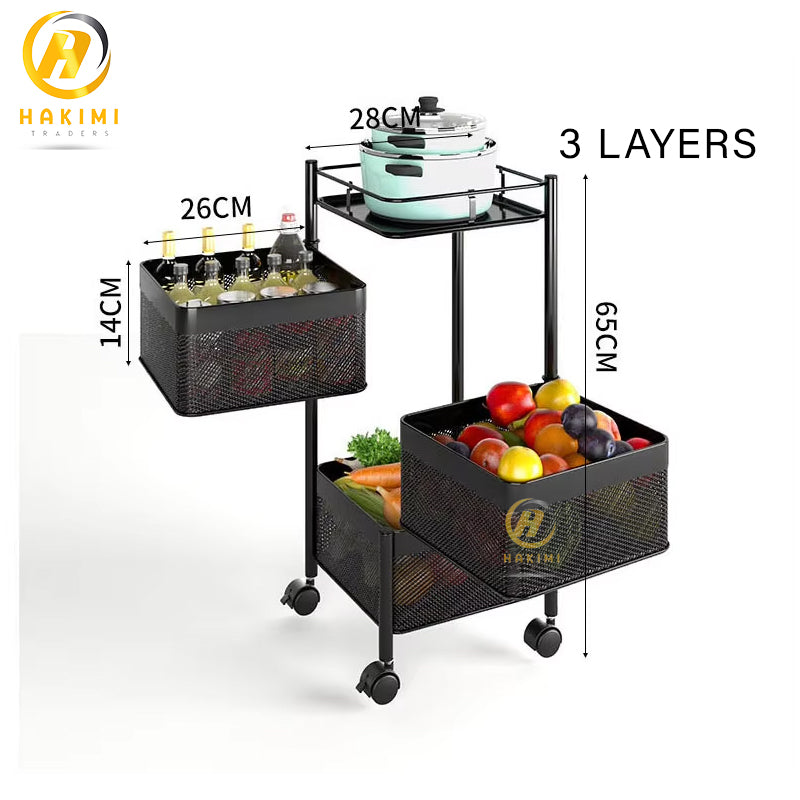 Square Vegetable Basket & Fruit Basket Multifunctional Rotating Basket