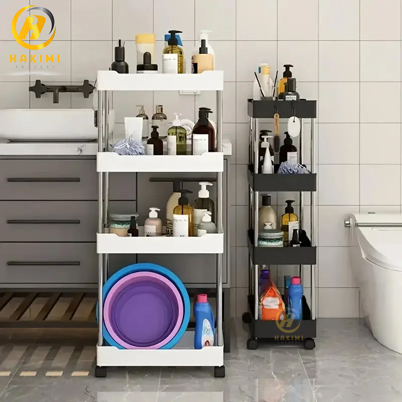 Multifunctional 4-tier Slim and Smart Trolley Rack for Kitchen n Bathroom