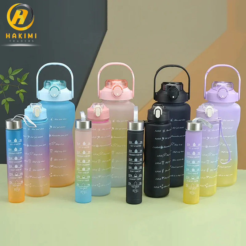 3 Pcs Motivational Water Bottle Set Plastic