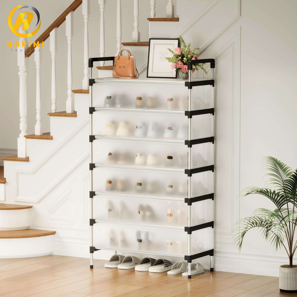 Stainless Steel Transparent Multi-Layer Shoes Stand / Shoe Organizer Rack