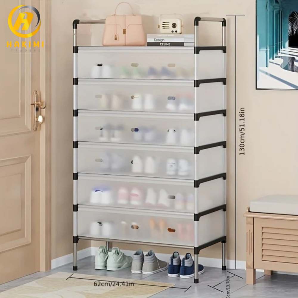 Stainless Steel Transparent Multi-Layer Shoes Stand / Shoe Organizer Rack