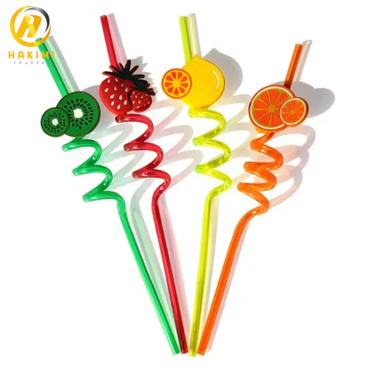 Twisted reusable fuit style straws