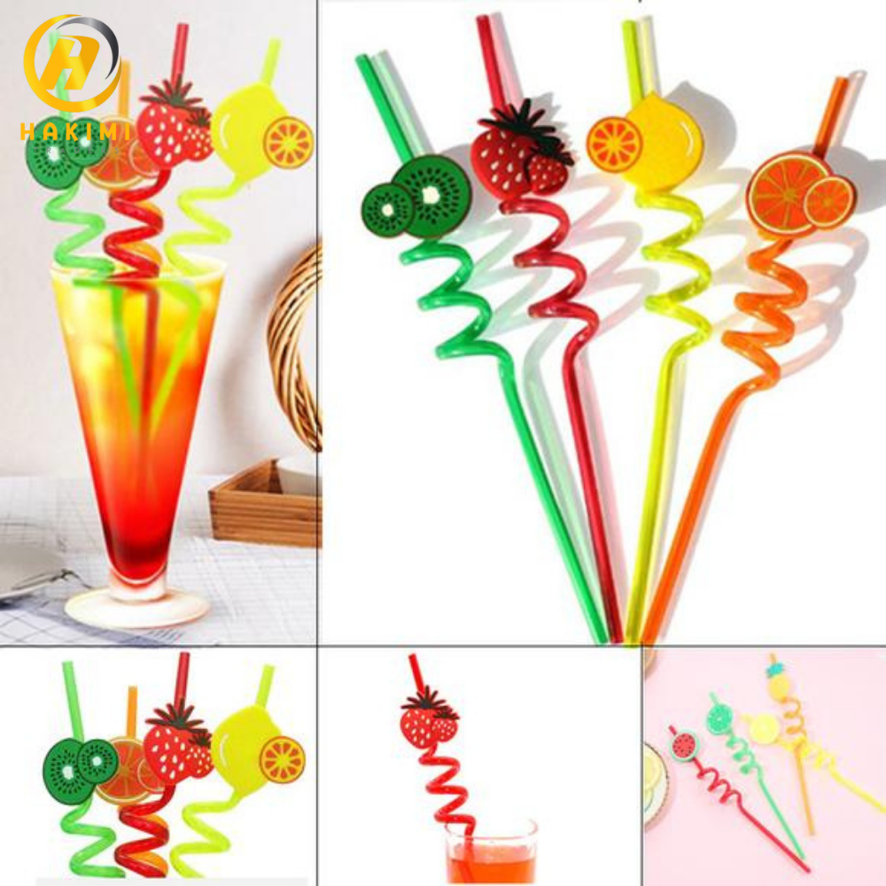Twisted reusable fuit style straws
