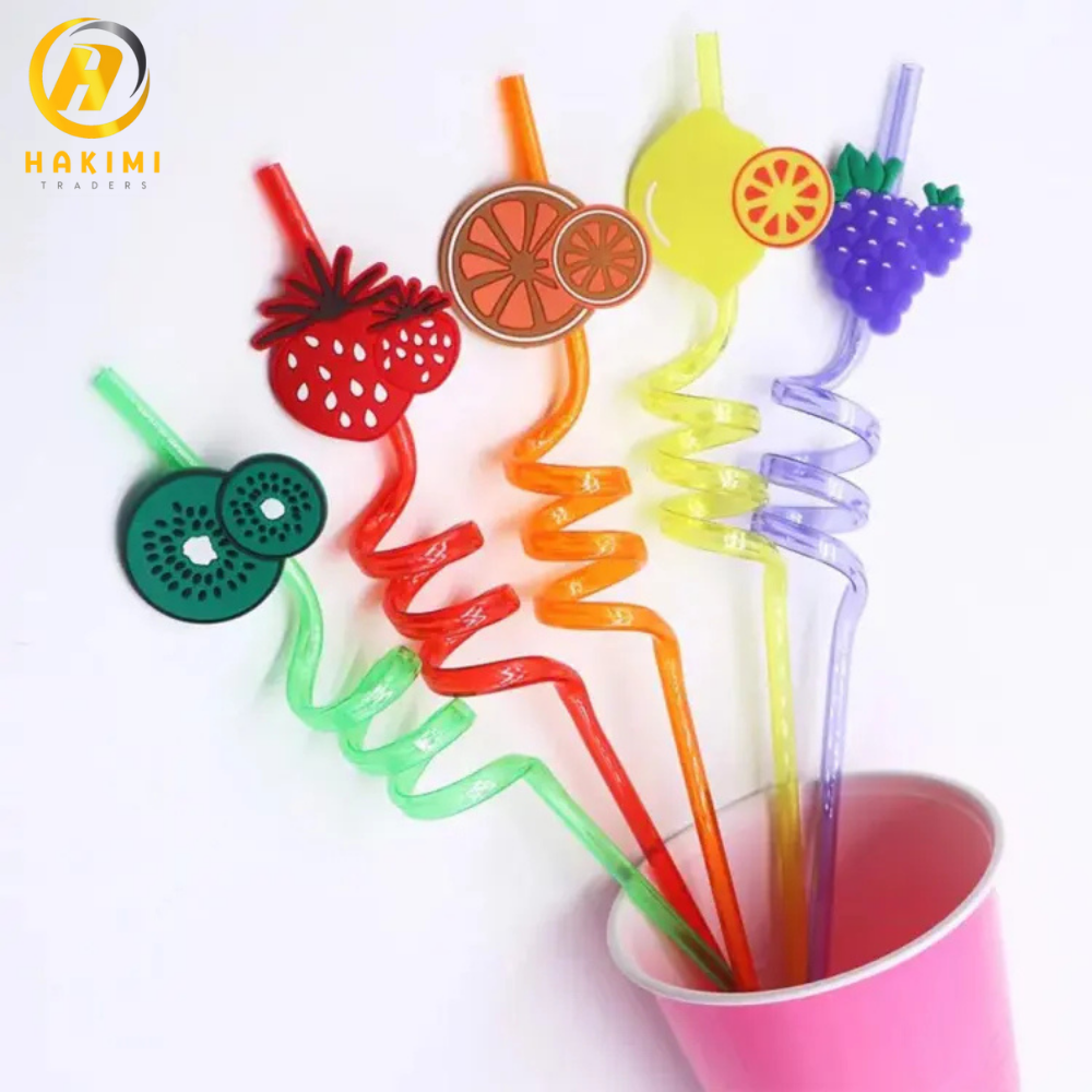 Twisted reusable fuit style straws